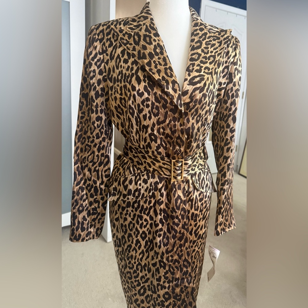 NWT Anne Klein Cheetah Print Silk Coat